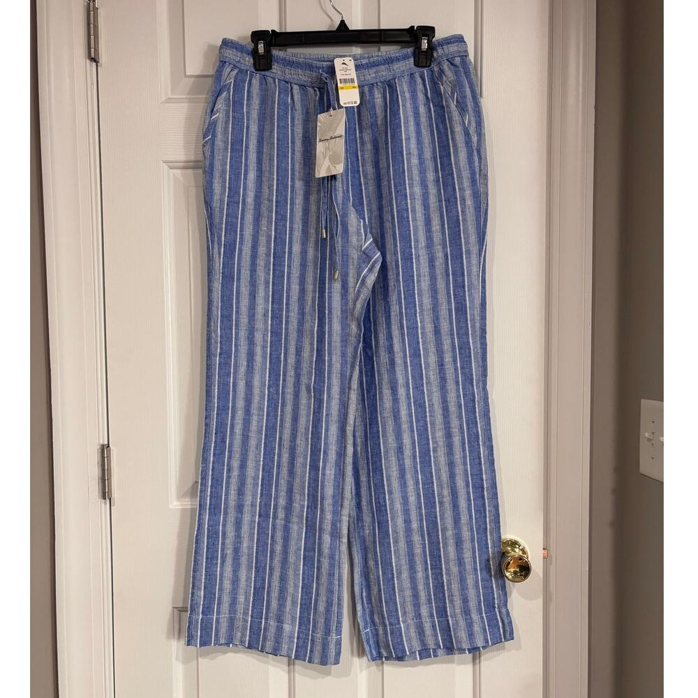 NWT Tommy Bahama Women's Sz M Linen Blend Striped Pants Resort Coastal
